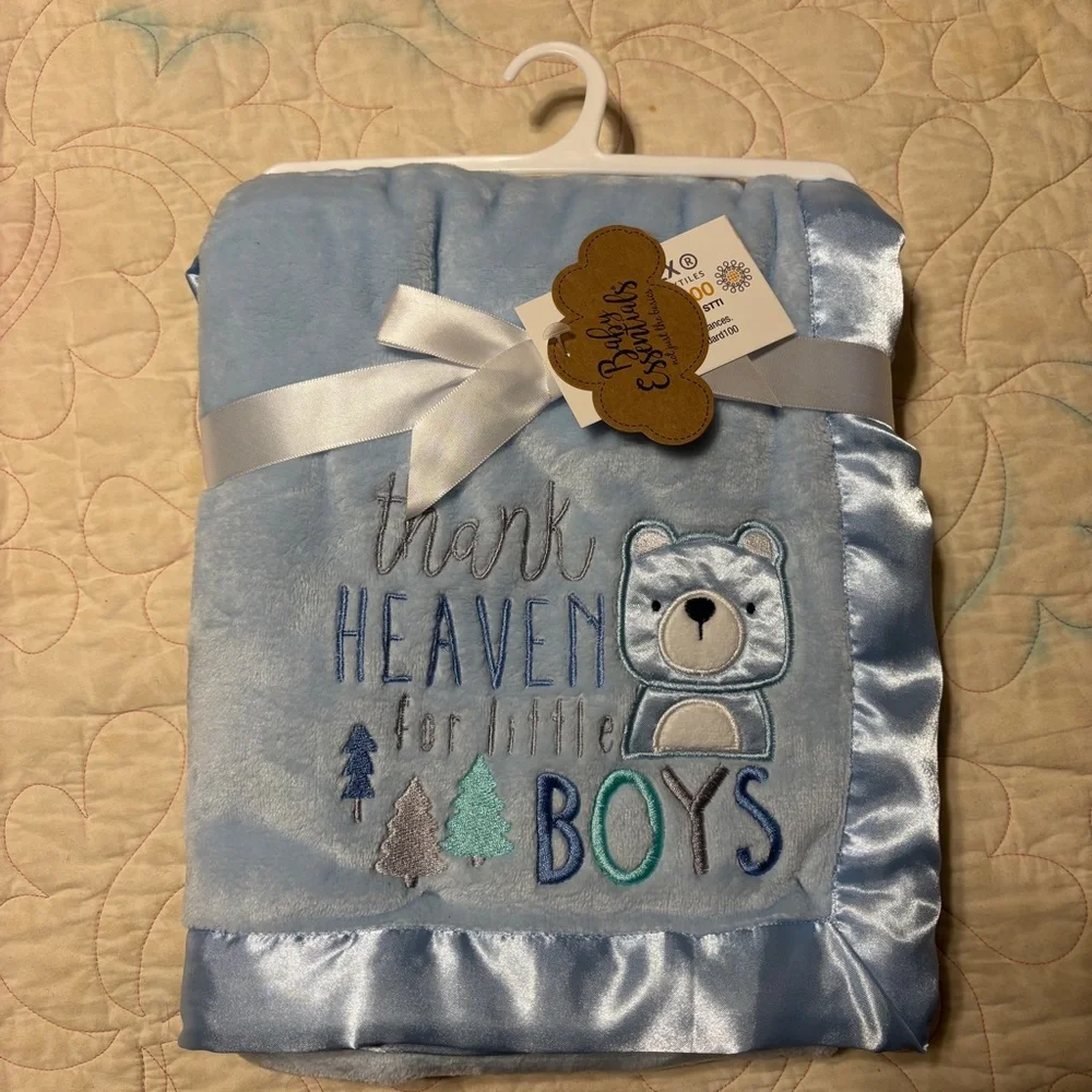 Baby Essentials Blue and Gray Blanket